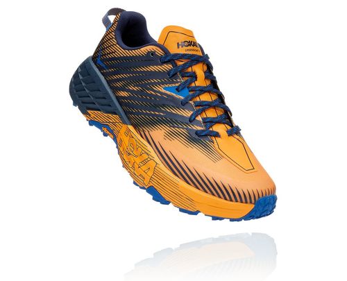 Hoka One One Herre Speedgoat 4 Trail Løpesko Saffron/Svart Iris Norge-02HFZ